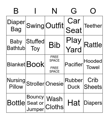 BABY LAVENDER GIFT BINGO Card