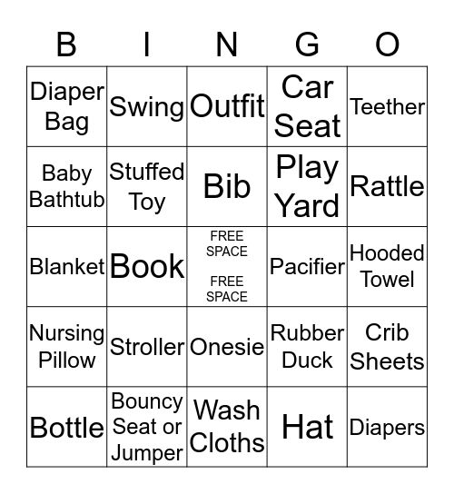 BABY LAVENDER GIFT BINGO Card