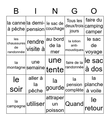 FR 3 - Chap 1 Voc 2  Bingo Card