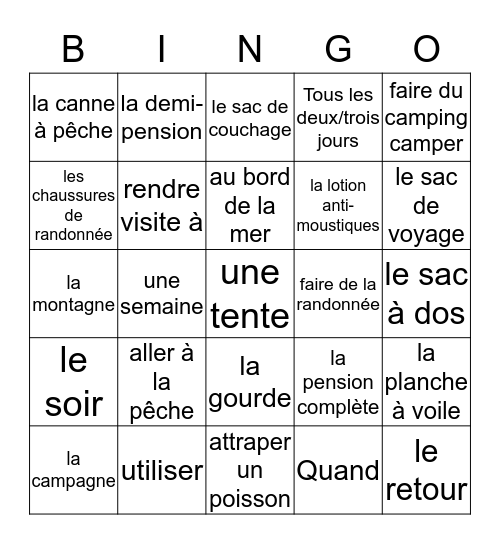 FR 3 - Chap 1 Voc 2  Bingo Card