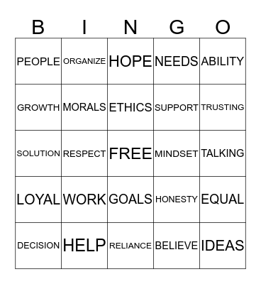 Building Trust Bingo Card