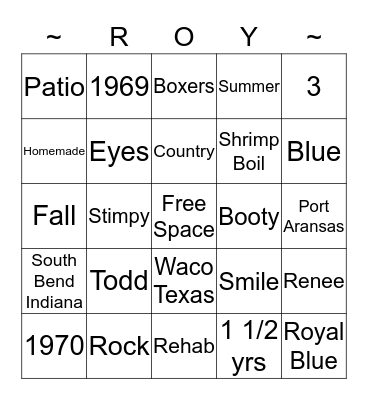 Russell & Dawn Bingo Card