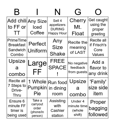 Service Bingo - September Bingo Card