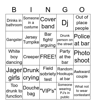 Laconia's Finest Bar Bingo Card