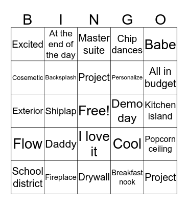 Fixer Upper Bingo Card