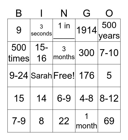 BABY Bingo Card