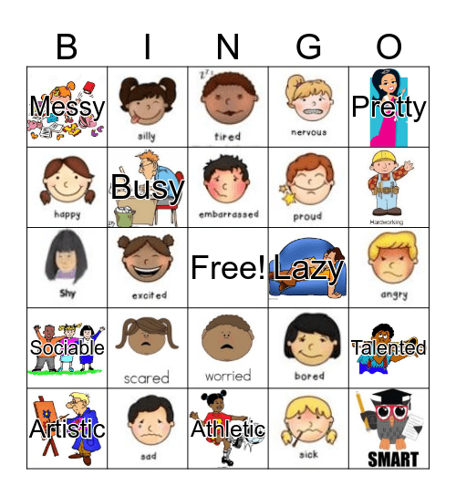 Adjectives en español Bingo Card