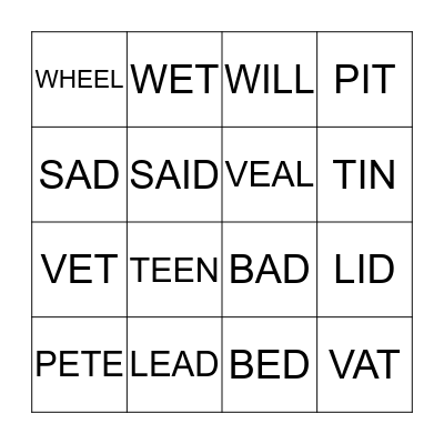 PRONUNCIATION BINGO Card