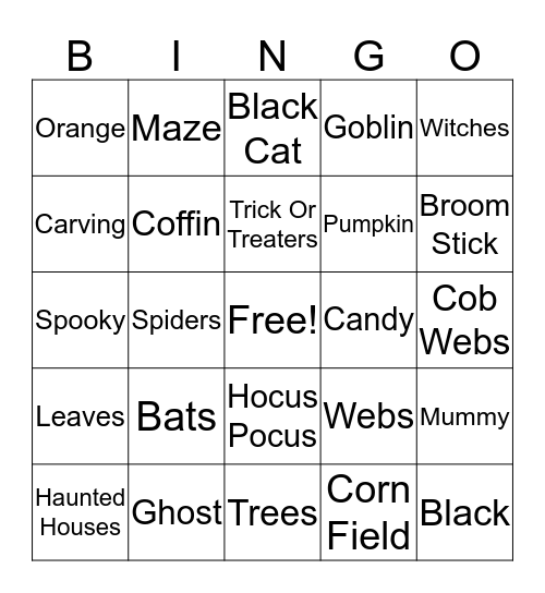 Halloween Bingo Card