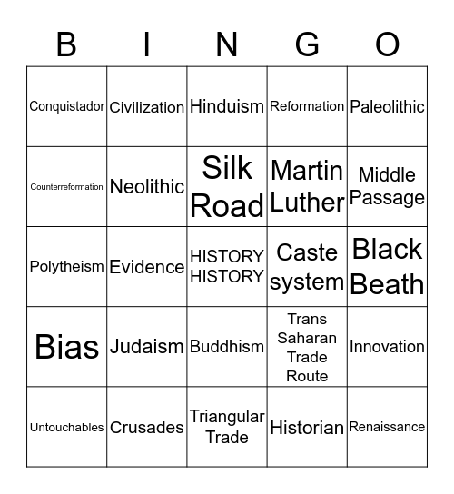 Global History and Geography I Review Bingo Card