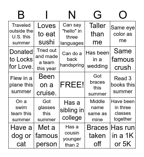 Troop 3441 Rocks! Bingo  Bingo Card