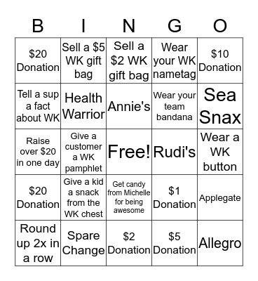 Whole Kids Bingo Card