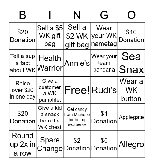 Whole Kids Bingo Card