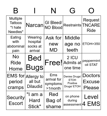 ER BINGO Card