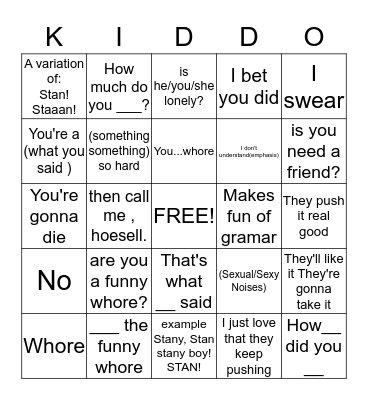 Kiddingo!!! Bingo Card