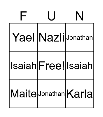 AM FUN BINGO Card