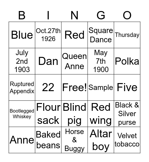 Fennell Family BINGO Card