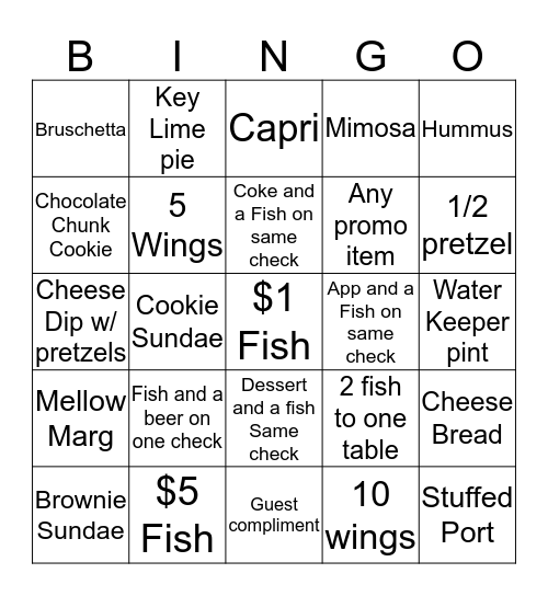 One Fish, Two Fish, Red Fish, Blue Fish  Bingo Card