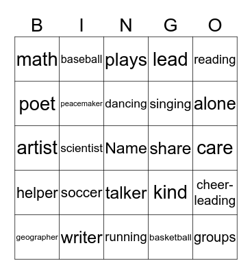 Getting to Know You Bingo Card