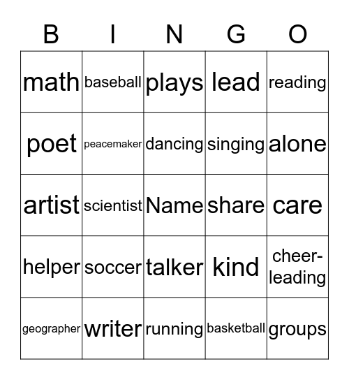 Getting to Know You Bingo Card