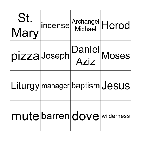 St. John the Baptist Bingo Card