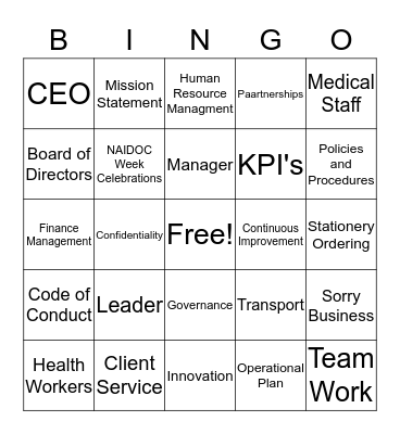 Leadership & Management Bingo Card