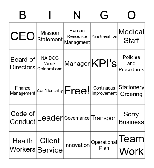 Leadership & Management Bingo Card