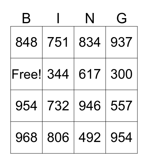Addition Regrouping Bingo  Bingo Card