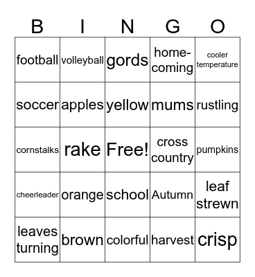 Fall Fun Bingo Card