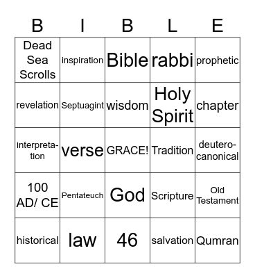 Old Testament Bingo Card