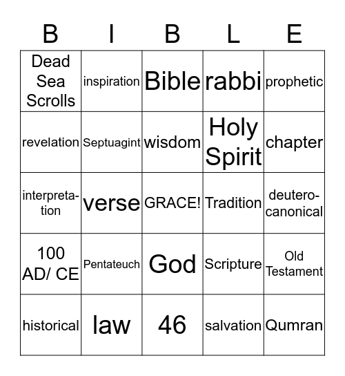 Old Testament Bingo Card