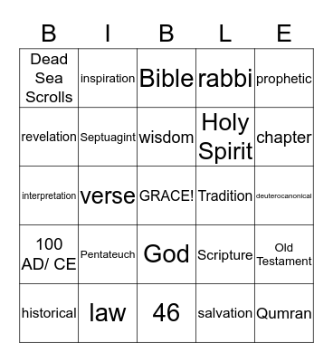 Old Testament Bingo Card