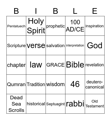 Old Testament Bingo Card