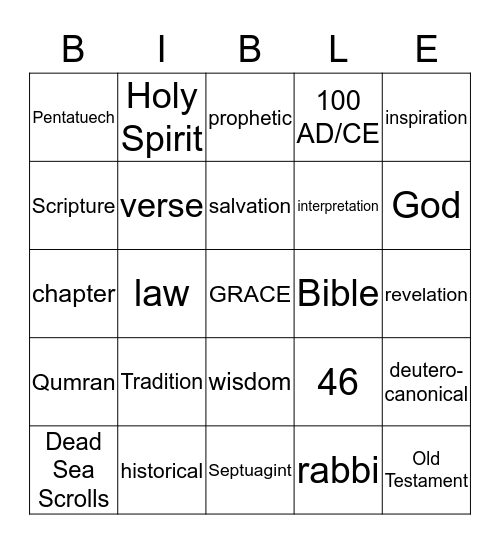 Old Testament Bingo Card