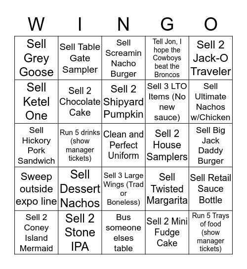 ROCKAWAY Bingo Card