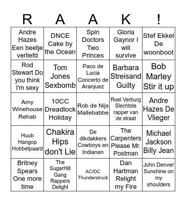 Raquel 50 Memorial Bingo Card