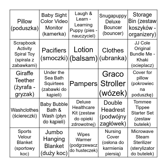 BABY SHOWER BINGO Card