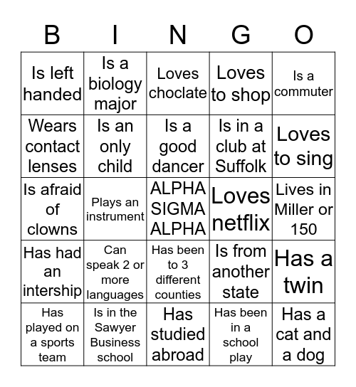 Autograph Bingo Card