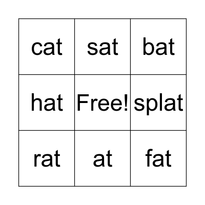 -at Word Family Bingo Card