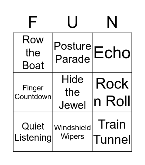 MUSIC FUN Bingo Card