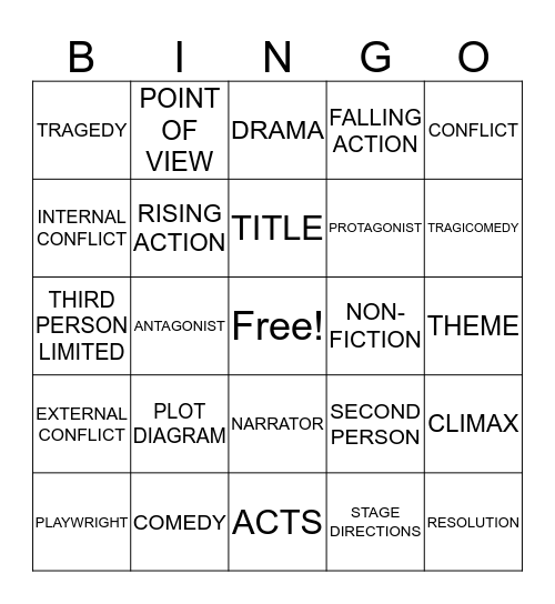 FICTION Bingo Card