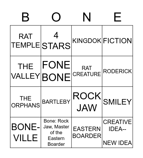 Chase's Book Report Bingo Card