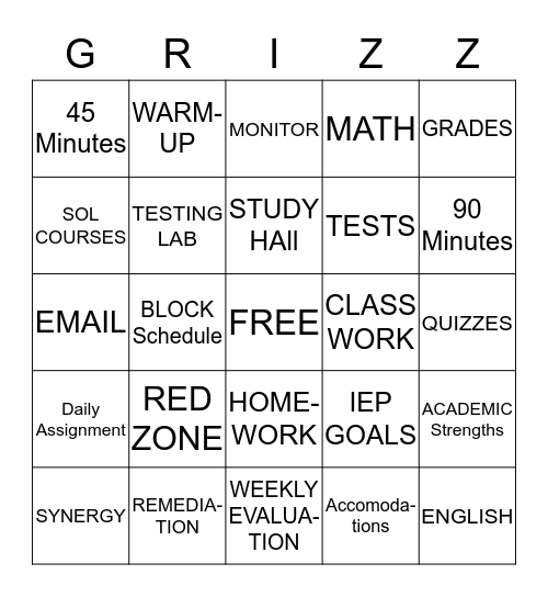 OPEN HOUSE GRIZZLY WELCOME Bingo Card