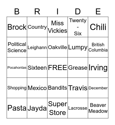 Bingo Card