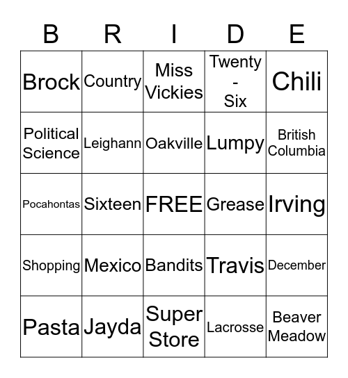 Bingo Card