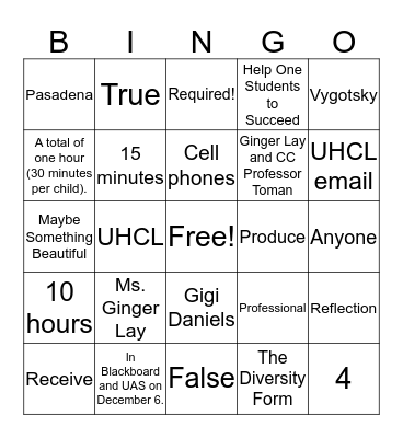 LLLS 4344 Bingo Card