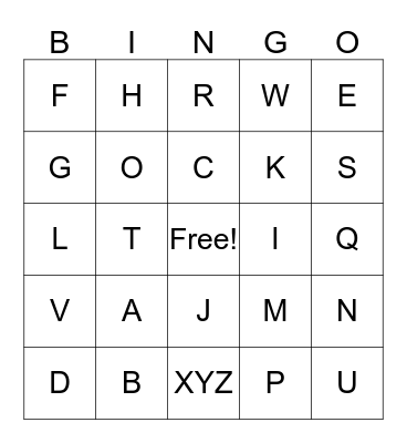 Alphabet Bingo Card
