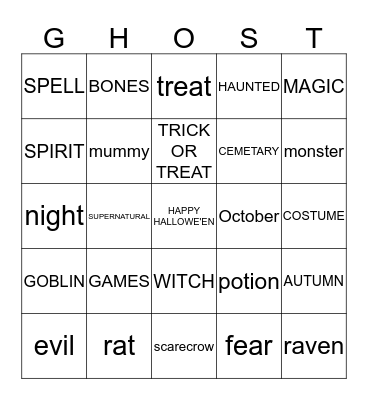HALLOWE'EN Bingo Card