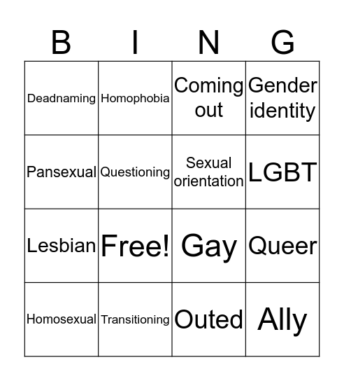 LGBT Bingo Card
