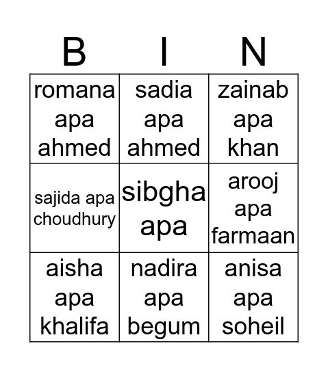 Who is it? Bingo Card